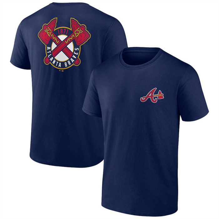 Men's Atlanta Braves Navy Iconic Bring It T-Shirt Men's Atlanta Braves Navy Iconic Bring It T-Shirt